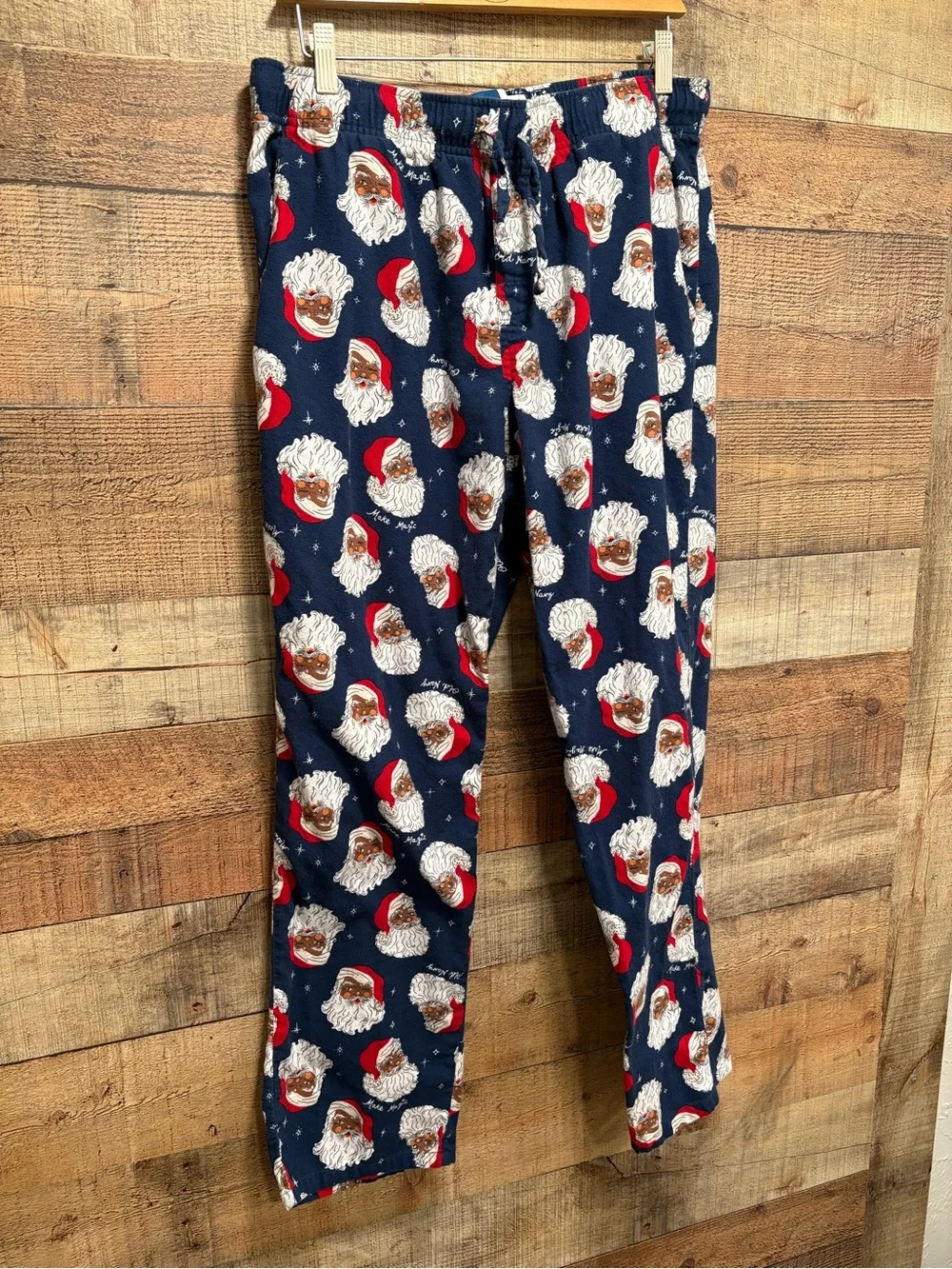 Old Navy Unisex Large Black Santa Christmas Pajama Pants Holiday PJs M025